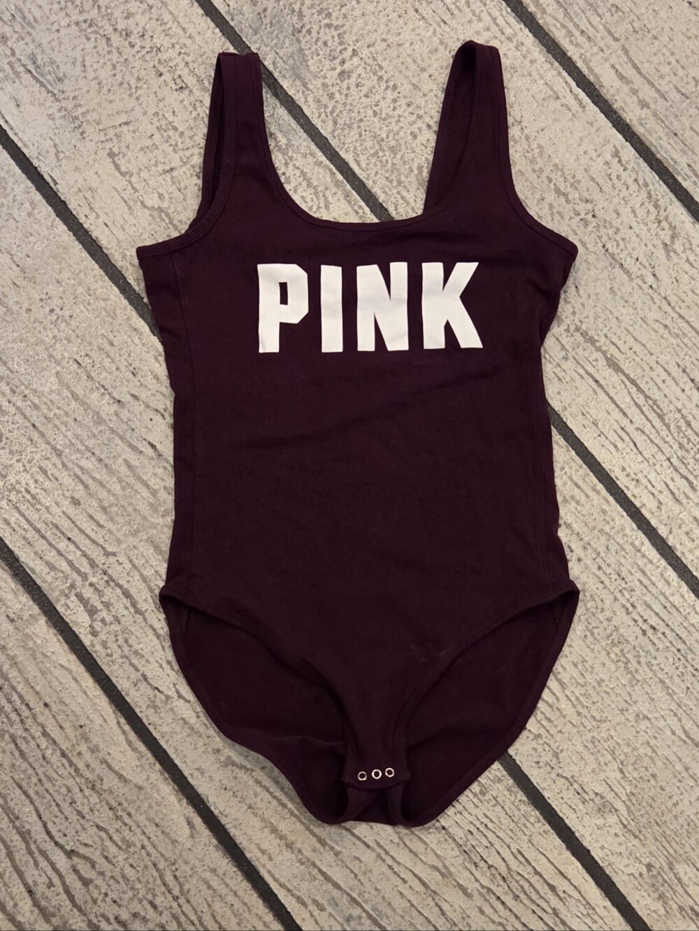 PINK Y2K Victoria's Secret Deep Wine Snap-Closure One-Piece Bodysuit VINTAGE